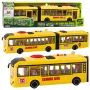 LEAN TOYS Liigendatud koolibuss avatavate uste, tulede ja helidega, kollane, mõõtkavas 1:16
