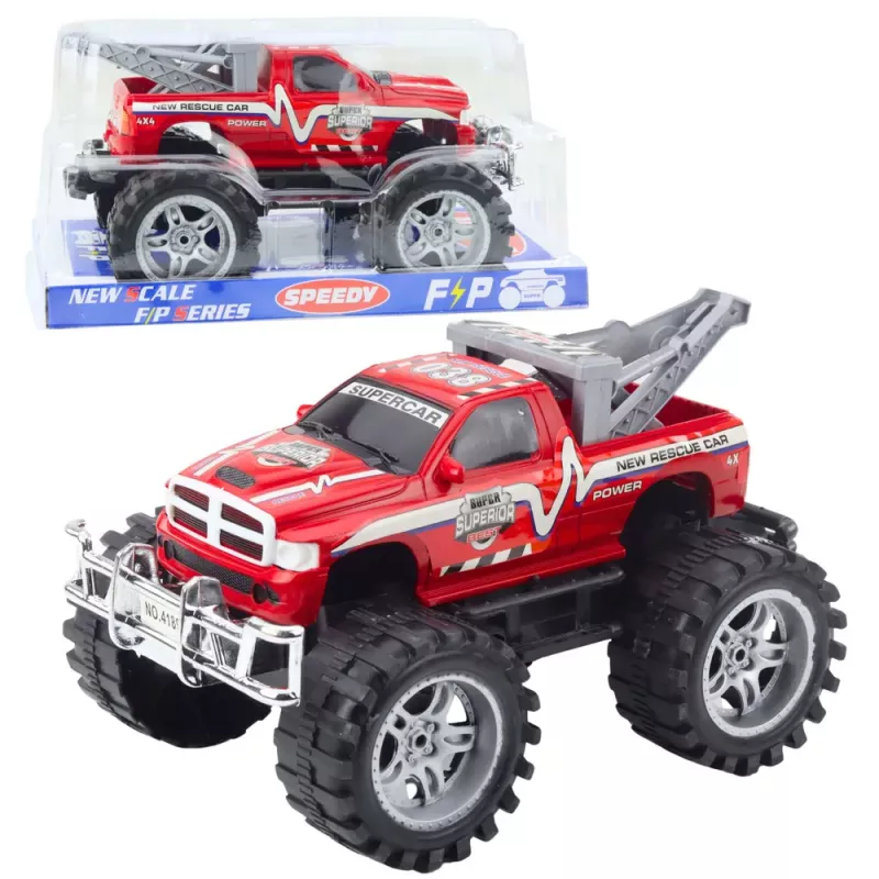 LEAN TOYS Tagaveoline Maastikupäästesõiduk Haakeseadisega, Punane 27cm