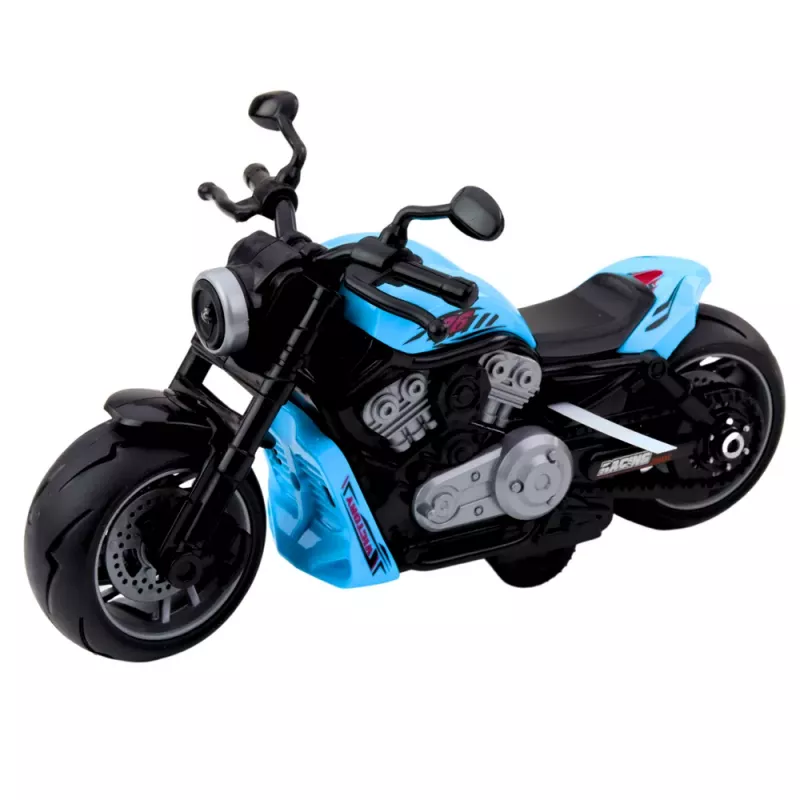 LEAN TOYS Patareitoitel Mängumootorratas Mootorihelide ja Tuledega Sinine