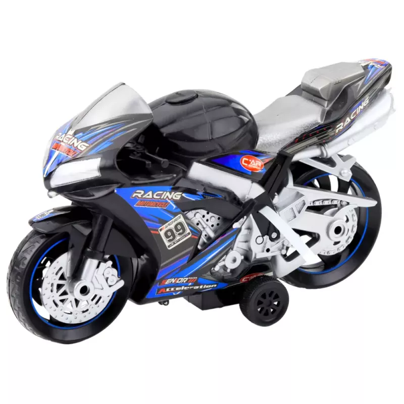 LEAN TOYS Racing Bike Racer Drive Lights Sounds Black Blue