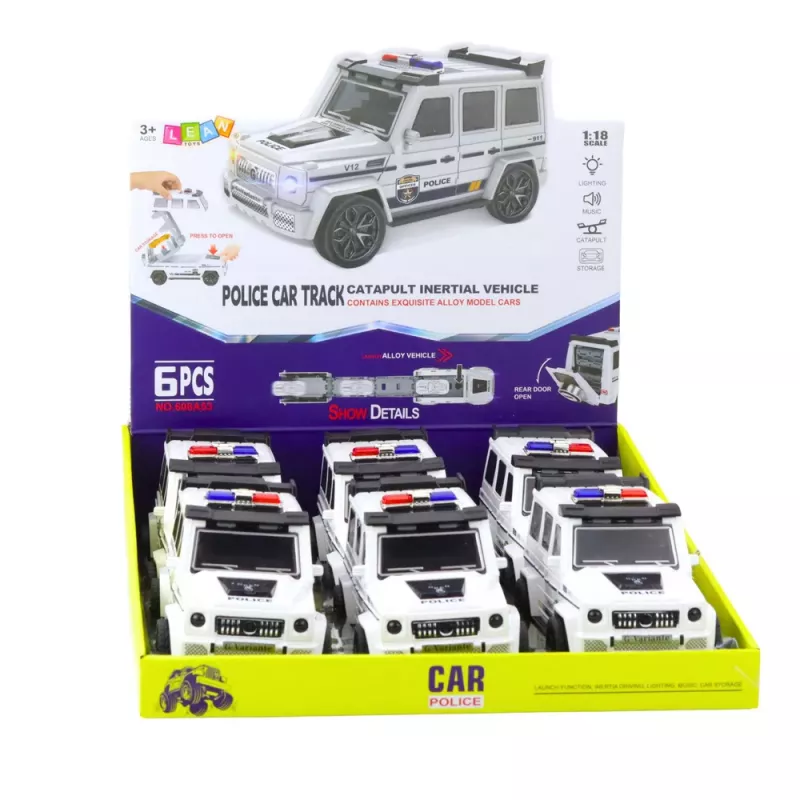 LEAN TOYS Police Off-Road Car With Friction Drive, Opening Trunk, White