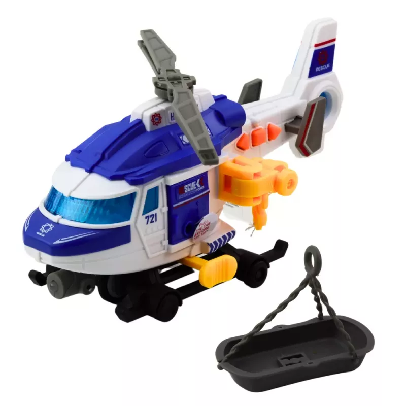 LEAN TOYS Päästekopter kanderaami, konksu, vintsiga, sõit, tuled, helid, segafunktsioonid