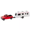 LEAN TOYS Metallauto haagissuvilaga komplekt Punane