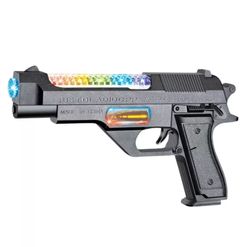 LEAN TOYS Patareitoimel Püstolrelv Värviliste Tulede ja Helidega 24cm