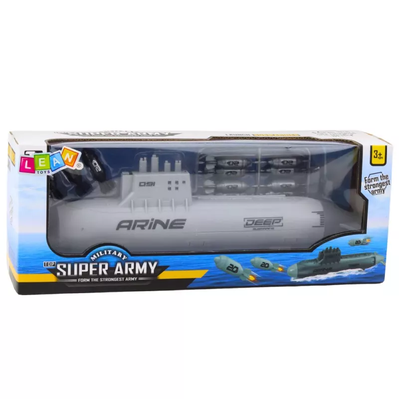 LEAN TOYS Laev Allveelaev Torpeedo Laskmine Sõit Hall 28cm