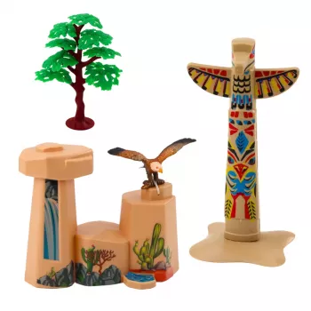 LEAN TOYS Set of Indian Figures Village Indians Kayak Totem