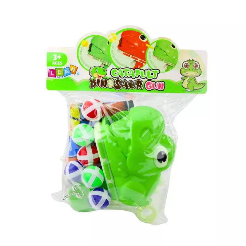 LEAN TOYS Oskusmäng Sihtmärgilaskmine Püss Velcro Pallid Dinosaur