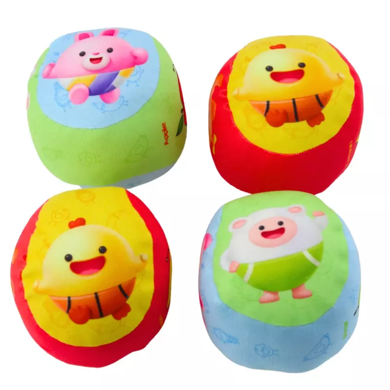 LEAN TOYS Pehmete pallide komplekt väikelastele, värvilised puuviljad, 4 tk