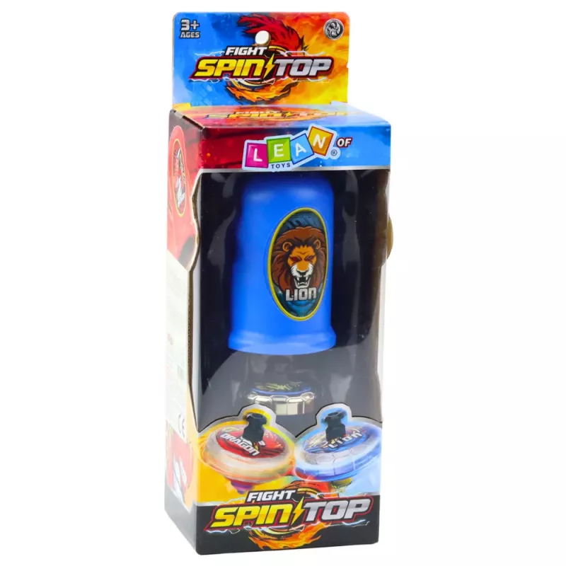 LEAN TOYS Flying Disk Lion Spinner Launcher Set Blue