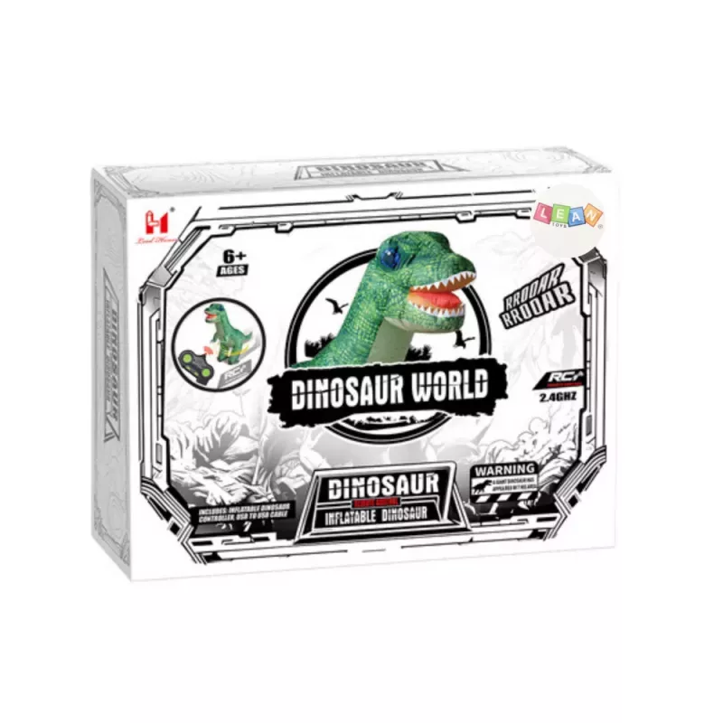 LEAN TOYS Suur täispuhutav dinosaurus kaugjuhtimisega RC Roheline 130 x 190 cm