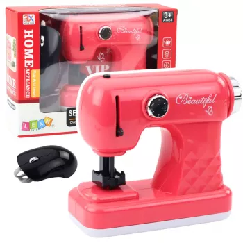 LEAN TOYS Mänguõmblusmasin Hiirega Lastele Hele Roosa