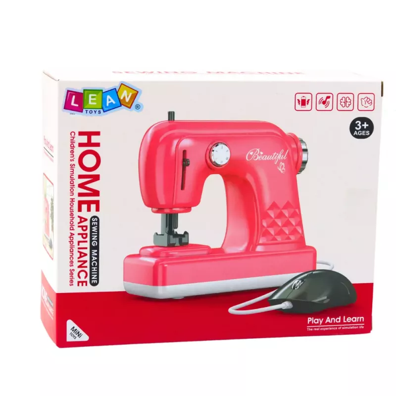 LEAN TOYS Mänguõmblusmasin Hiirega Lastele Hele Roosa