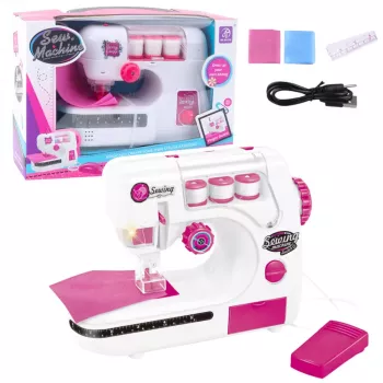 LEAN TOYS Õmblusmasin Lastele Niit Materjal Tuled Helid