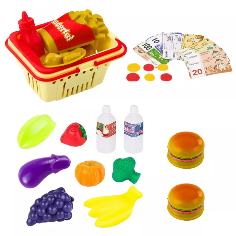 LEAN TOYS Poekomplekt Kassakorv Tooted Valgus Helid Värviline