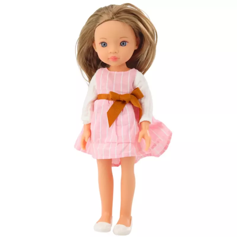 LEAN TOYS Steffi Love nukk roosas kleidis kaarega, pikkade pruunide juustega, 29 cm