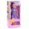 LEAN TOYS Nukk kleidis ja krooniga, pikkade lillade juuste ja harjaga, 38 cm