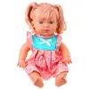 LEAN TOYS Beebinukk värvilise kleidi, poni, pudeli ja heliga