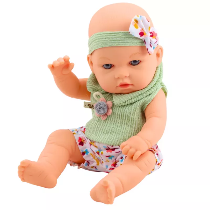 LEAN TOYS Baby Doll Green Floral Dress Headband with Bow