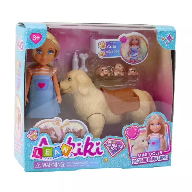 LEAN TOYS Ankiki Mini Nukk Komplektiga Kotiga Kutsikad Luu