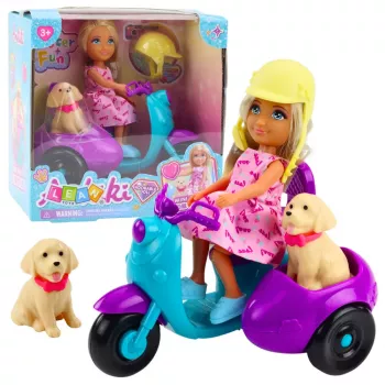 LEAN TOYS Ankiki Mini Nukk Kolmerattalise Tõukerattaga Koerakomplekt