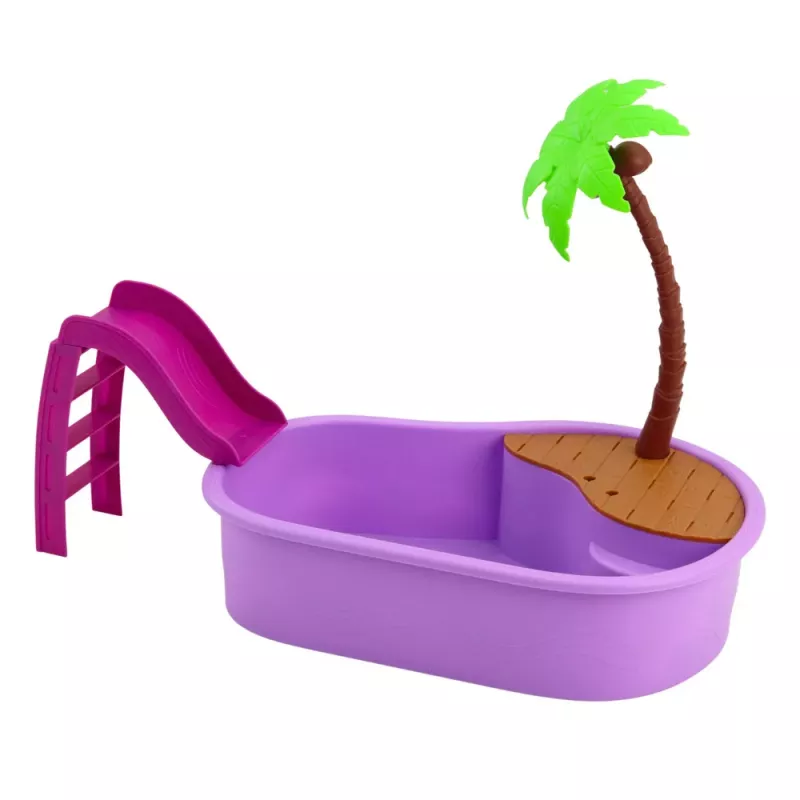 LEAN TOYS Anlily nukukomplekt rannas basseini palmipuu aksessuaaridega 8 tk