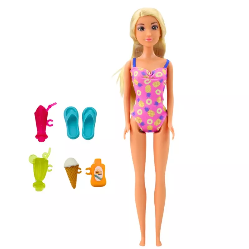 LEAN TOYS Anlily nukukomplekt rannas basseini palmipuu aksessuaaridega 8 tk