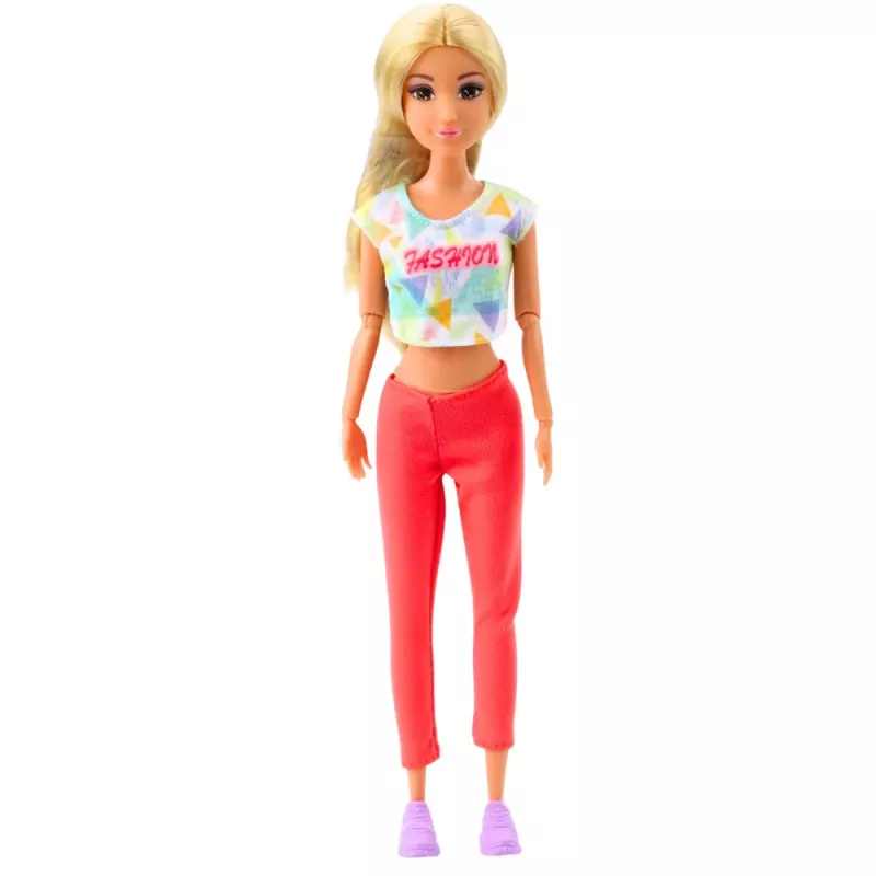 LEAN TOYS Anlily jooganukk treeningmati, veepudeli ja spordikotiga, liikuvate jäsemetega, 29 cm, blondide juuste ja siniste silmadega, sportlikus riietuses, lastele alates 3. eluaastast