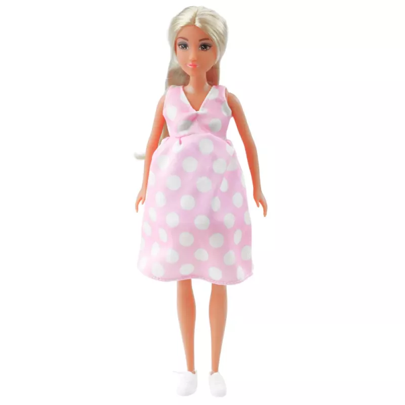 LEAN TOYS Anlily Rase Nukk Hele Roosa Täpiline Kleit Pikkade Juustega