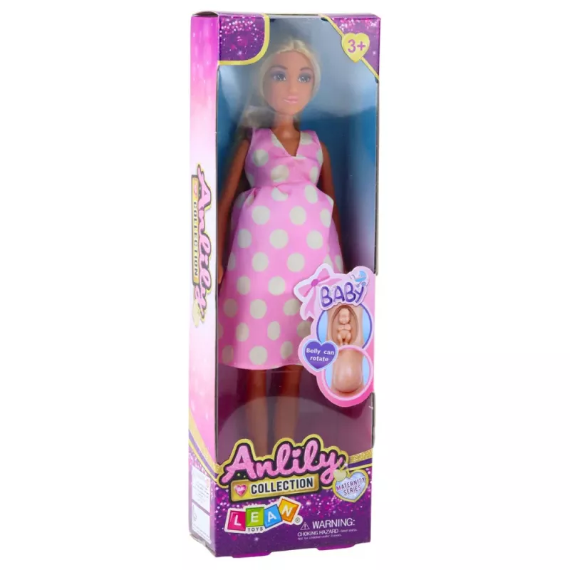 LEAN TOYS Anlily Rase Nukk Hele Roosa Täpiline Kleit Pikkade Juustega