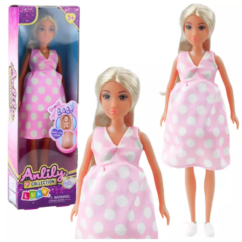 LEAN TOYS Anlily Rase Nukk Hele Roosa Täpiline Kleit Pikkade Juustega