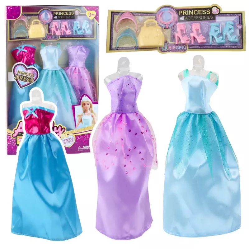 LEAN TOYS Anlily nuku kleidikomplekt kingad käekott kroonid aksessuaarid 9 tk.