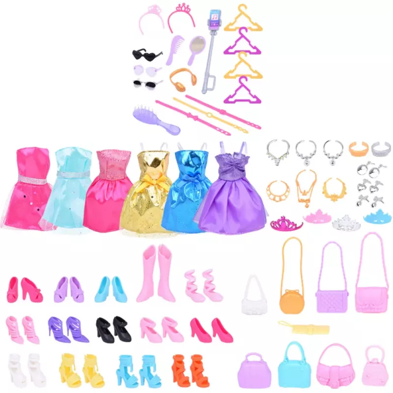 LEAN TOYS Suur moekomplekt Anlily kollektsioon kleidid aksessuaarid 65 tk.