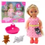 LEAN TOYS Mini nukukomplekt koera- ja kassivoodi ning toidukausiga