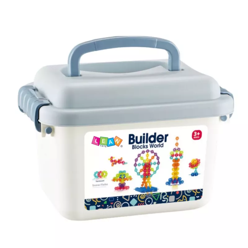 LEAN TOYS Snowflake Building Blocks Set in a Suitcase 140pcs