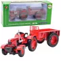 LEAN TOYS Metal Farm Tractor With Trailer Red 1:18
