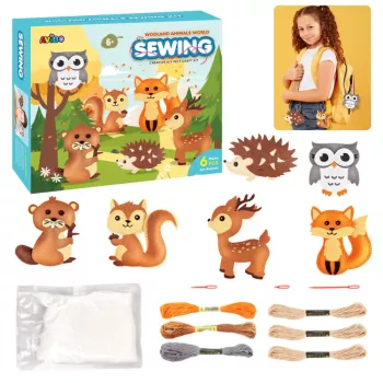 LEAN TOYS Loominguline tikkimisvildist metsaloomade komplekt 6tk
