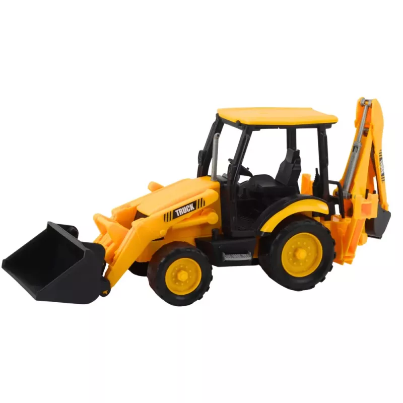 LEAN TOYS Two-Bucket Excavator Mobile Construction Vehicle Yellow