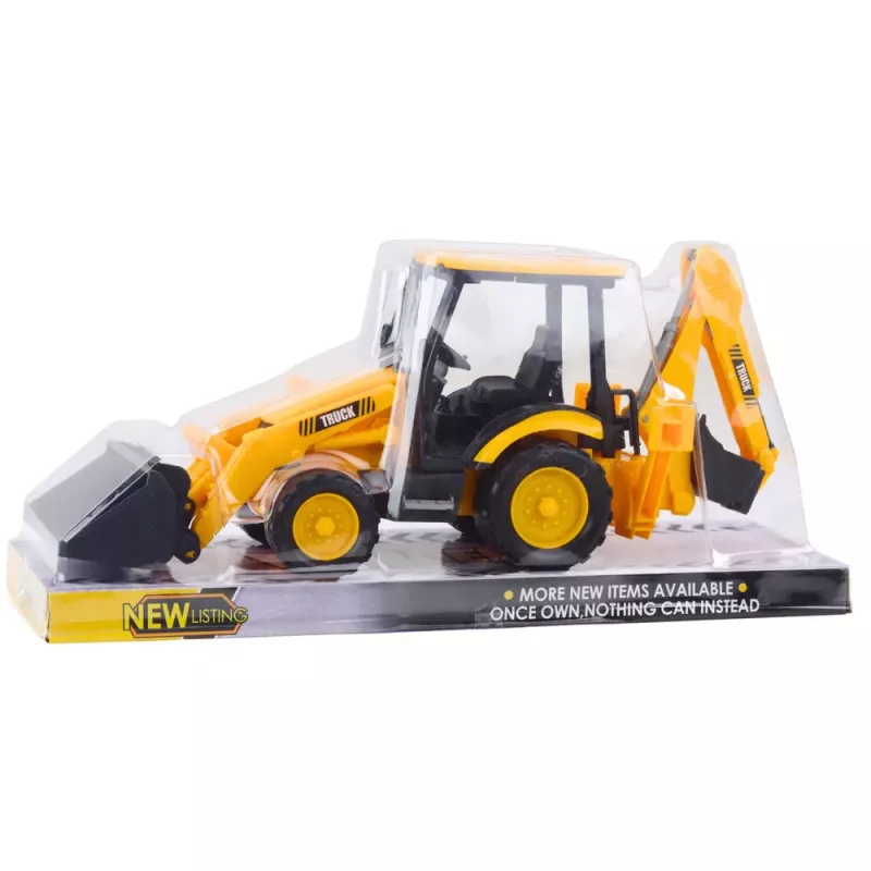LEAN TOYS Two-Bucket Excavator Mobile Construction Vehicle Yellow