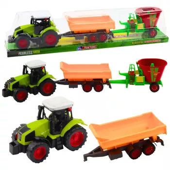LEAN TOYS Põllumajandustraktori haagise kallur-söödavaguni komplekt