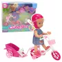 LEAN TOYS Mini Doll Bike Trailer Helmet White Dog Set