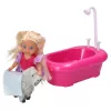 LEAN TOYS Mini Nukukomplekt Vanniga ja Valge Koeraga Roosa