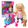 LEAN TOYS Mini Nukukäru Kandur Koerte Komplekt Hall Pruun