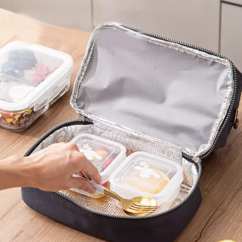LEAN Thermal Insulating Breakfast Bag with Adjustable Strap Black 27cm