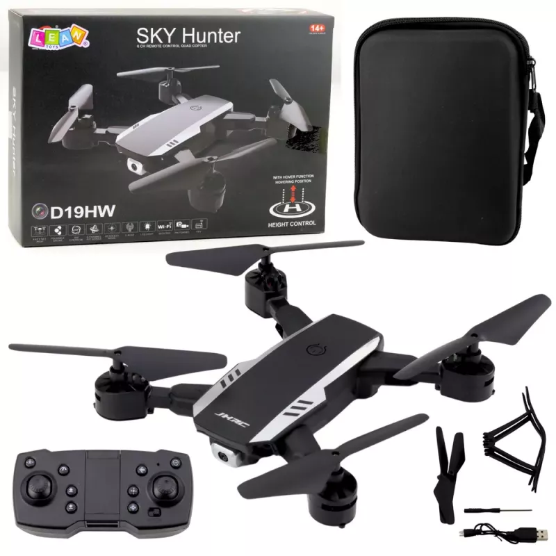 LEAN TOYS Sky Hunter D19HW Droon FPV-kaamera Wi-Fi kaugjuhtimisega koos telefoni hoidiku ümbrisega