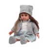 LEAN TOYS Beebinukk sinises kleidis, mütsis, kampsunis ja kinnastes - 36,5 cm