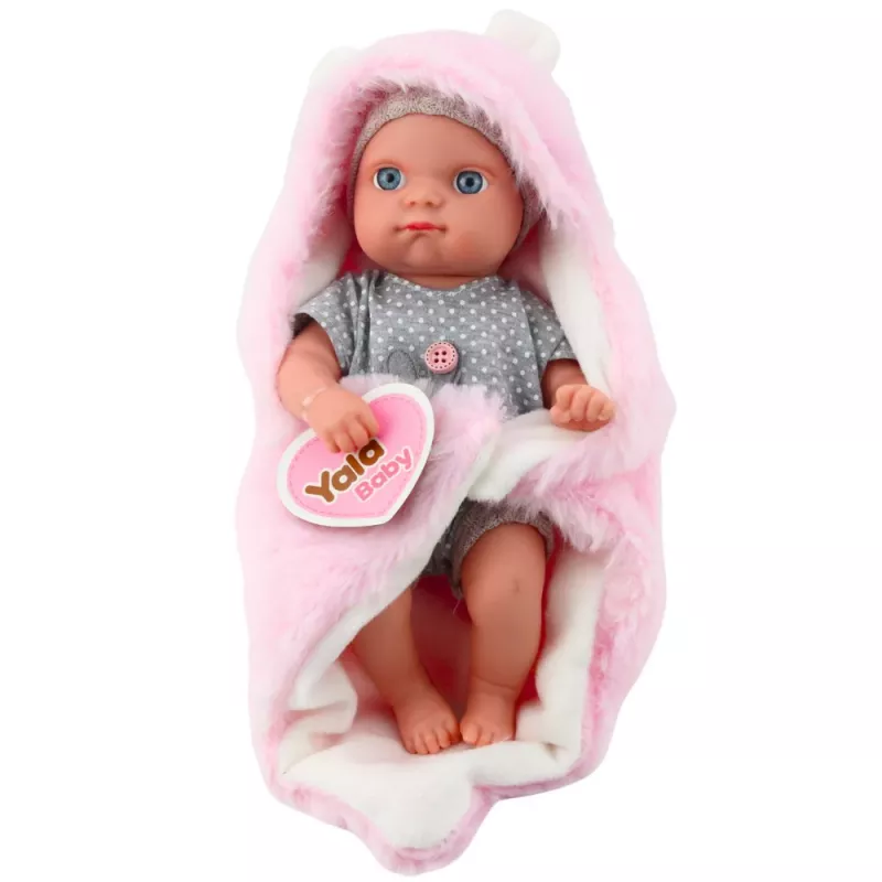 LEAN TOYS Beebinukk hallides pidžaamades roosa jänkutekiga, 23 cm