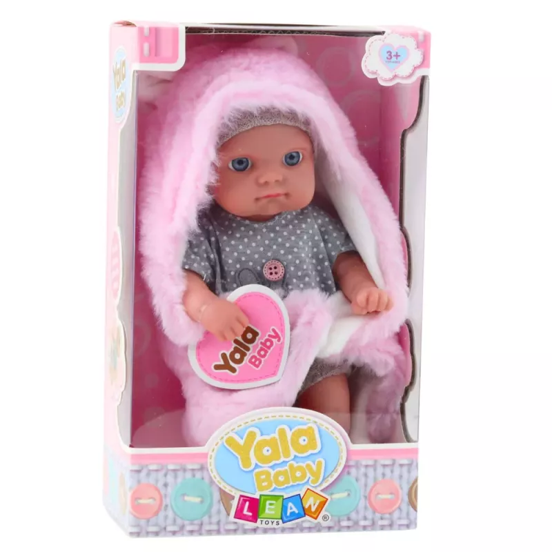 LEAN TOYS Beebinukk hallides pidžaamades roosa jänkutekiga, 23 cm