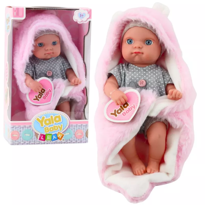 LEAN TOYS Beebinukk hallides pidžaamades roosa jänkutekiga, 23 cm