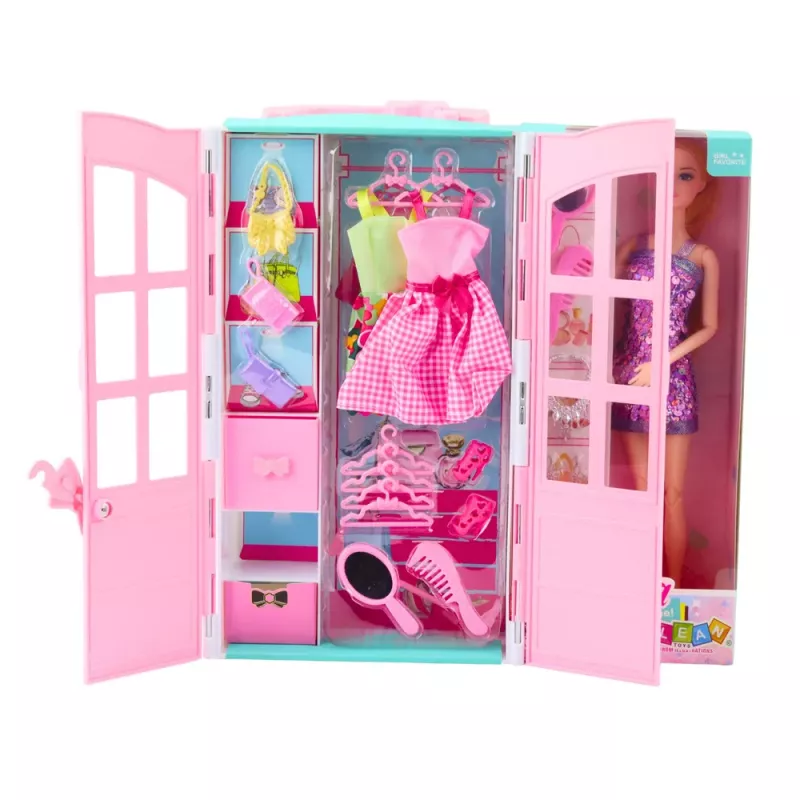 LEAN TOYS Nukumängukomplekt garderoobi tarvikute, riiete ja moe riietumisega tüdrukutele