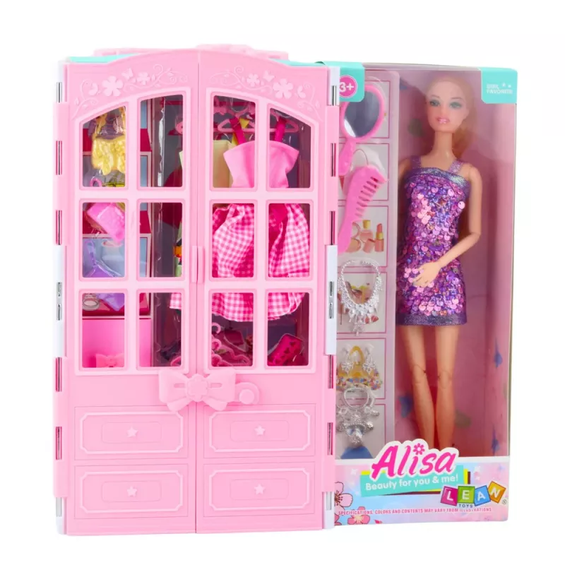 LEAN TOYS Nukumängukomplekt garderoobi tarvikute, riiete ja moe riietumisega tüdrukutele